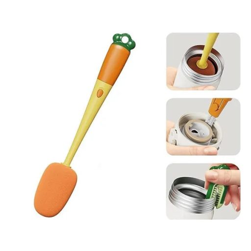 Hosszú nyelű 3-az-1-ben palack- és pohártisztító szivacskefe műanyag