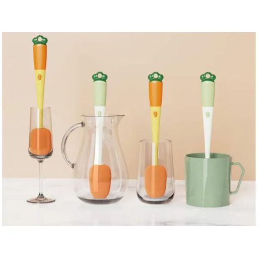 Hosszú nyelű 3-az-1-ben palack- és pohártisztító szivacskefe műanyag