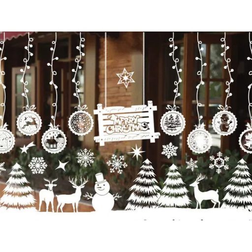 Karácsonyi ablakmatrica szett, fenyőfa mintás, 35×50 cm, öntapadós