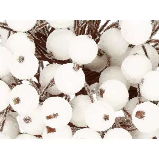 Deres fehér berkenyebogyó dekoráció 5×40 db, formázható drótos csokor