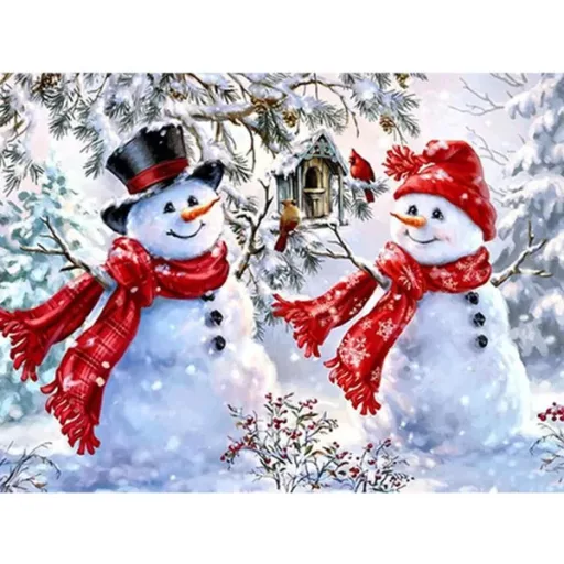5D gyémántfestő készlet hóember mintával, 30×40 cm