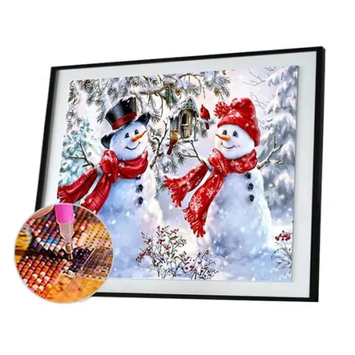 5D gyémántfestő készlet hóember mintával, 30×40 cm