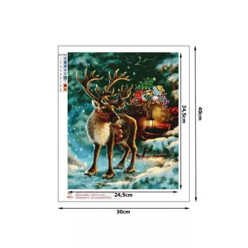 5D gyémántszemes festőkészlet karácsonyi rénszarvassal, 30×40 cm