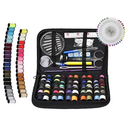140 részes hordozható varrókészlet – 40 cérna, tűk, olló, mérőszalag