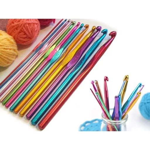 Alumínium horgolótű készlet 12 db, 2–8 mm, műanyag tokban