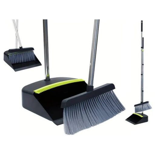 Állítható, hosszú nyelű seprű és öntisztító lapát készlet 130 cm