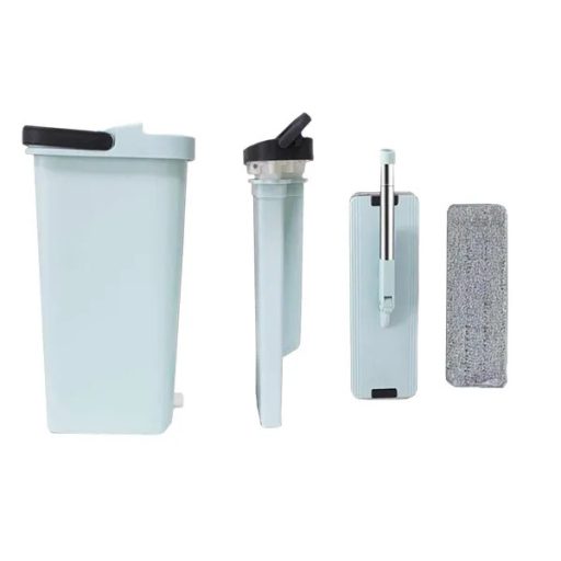 Kétkamrás vödrös lapos felmosó szett 3 mikroszálas párnával