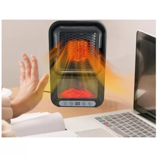 Elektromos kandalló hatású hősugárzó, 500 W, termosztátos, időzítős