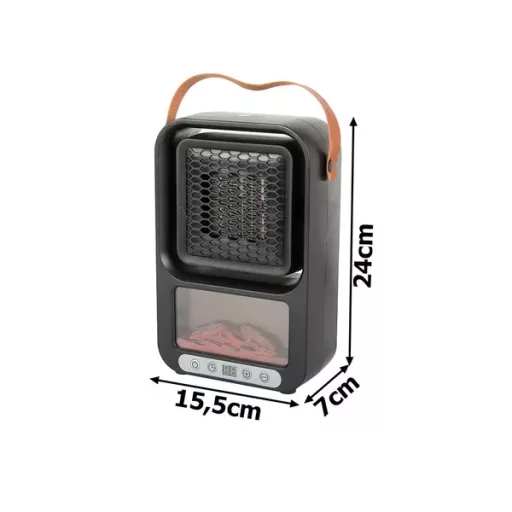 Elektromos kandalló hatású hősugárzó, 500 W, termosztátos, időzítős