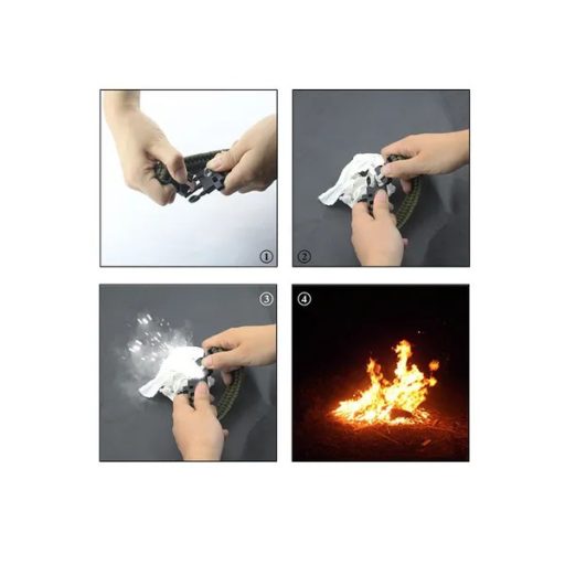 5 az 1-ben túlélő paracord karkötő iránytűvel, tűzkővel, késsel, síppal