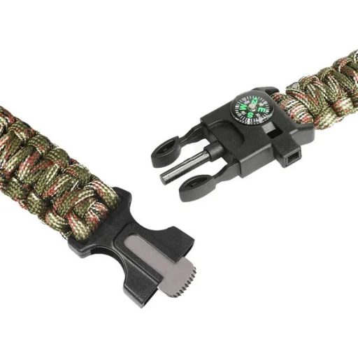 5 az 1-ben túlélő paracord karkötő iránytűvel, tűzkővel, késsel, síppal