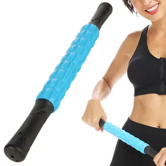   360° masszázs henger 9 görgővel, hát- és testmasszírozó, 42 cm, kék