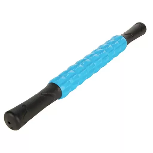 360° masszázs henger 9 görgővel, hát- és testmasszírozó, 42 cm, kék