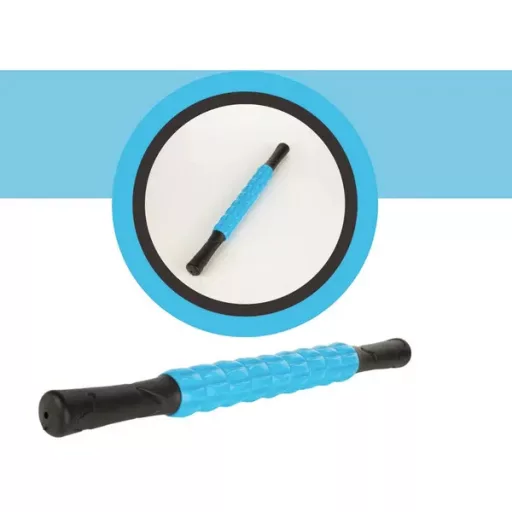 360° masszázs henger 9 görgővel, hát- és testmasszírozó, 42 cm, kék