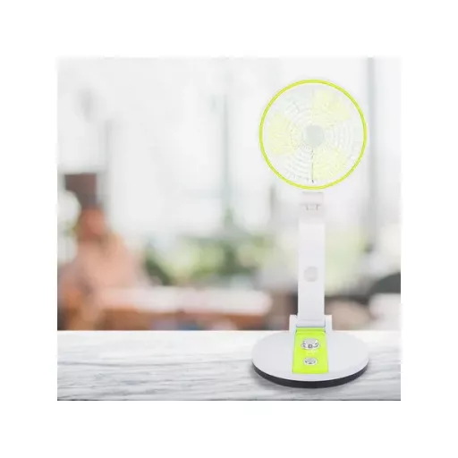Összecsukható vezeték nélküli USB-tölthető asztali ventilátor LED fénnyel, zöld
