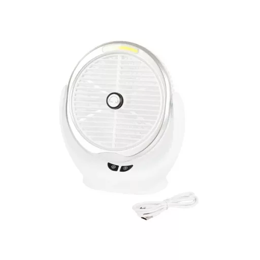 Vezeték nélküli asztali ventilátor LED fénnyel, USB-ről tölthető, 3 fokozat