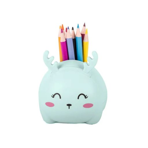 LED gyerek éjjeli lámpa USB-tölthető, telefon- és írószertartó, kék