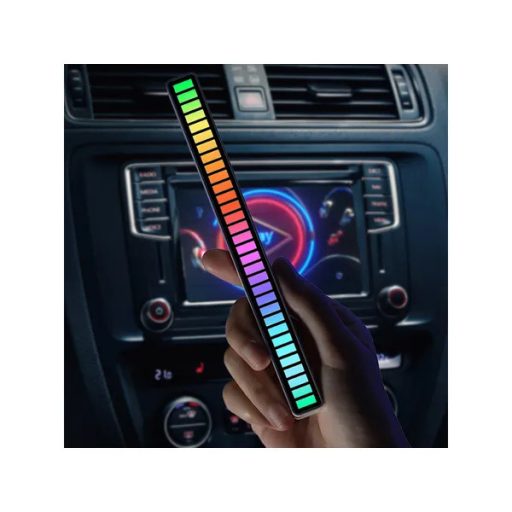 Hangra reagáló USB-C RGB LED fénycsík, 32 LED, akkumulátoros, 18 mód