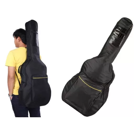 Akusztikus klasszikus gitártok, fekete, állítható pánttal és zsebekkel