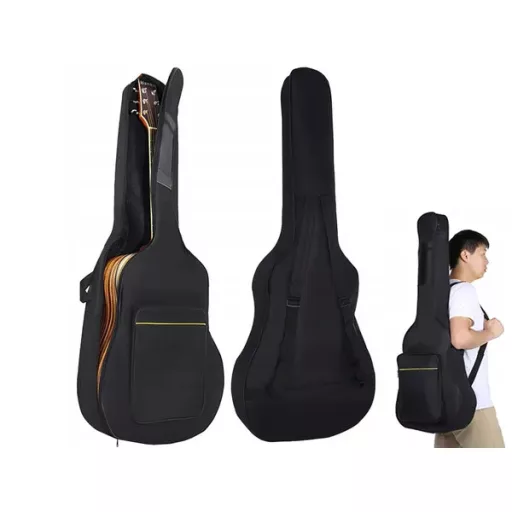 Akusztikus klasszikus gitártok, fekete, állítható pánttal és zsebekkel