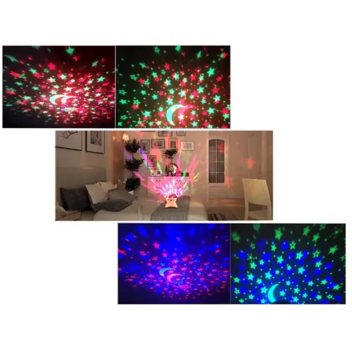 Csillagos égbolt LED vetítő éjjeli lámpa Bluetooth hangszóróval, USB/SD, fehér