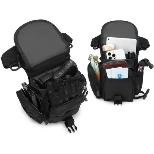 Vízálló taktikai combtáska, 6 zsebes, állítható pánttal, 31×20×13 cm