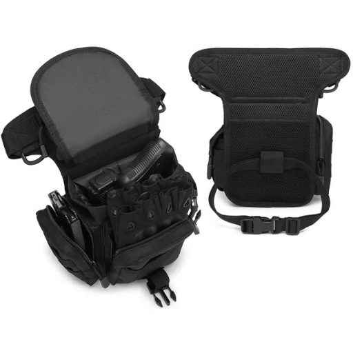 Vízálló taktikai combtáska, 6 zsebes, állítható pánttal, 31×20×13 cm