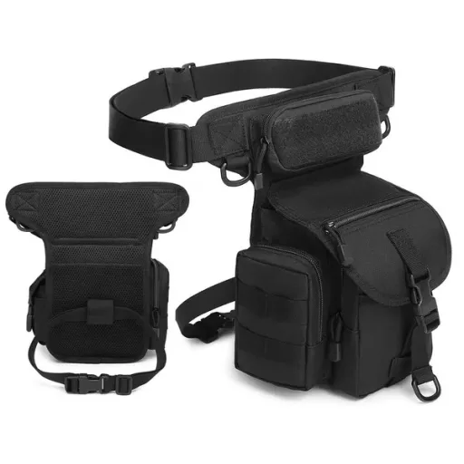 Vízálló taktikai combtáska, 6 zsebes, állítható pánttal, 31×20×13 cm