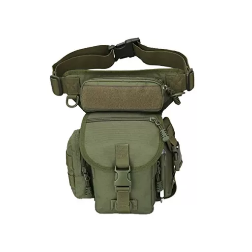 Vízálló taktikai combtáska, 6 zsebbel és állítható derék-/lábszíjjal