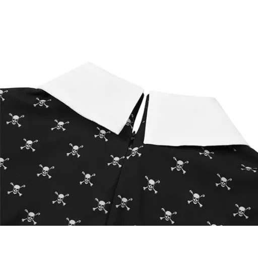 Wednesday Addams gyerek jelmez ruha, fekete-fehér gallérral, 115-125 cm