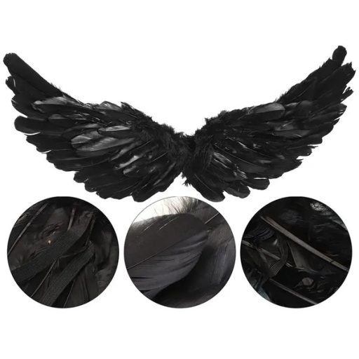 Fekete tollas angyalszárny jelmez kiegészítő, 60×30 cm, egy méret