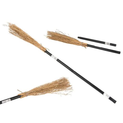 Fekete boszorkányseprű 90 cm – könnyű kiegészítő Halloween jelmezhez