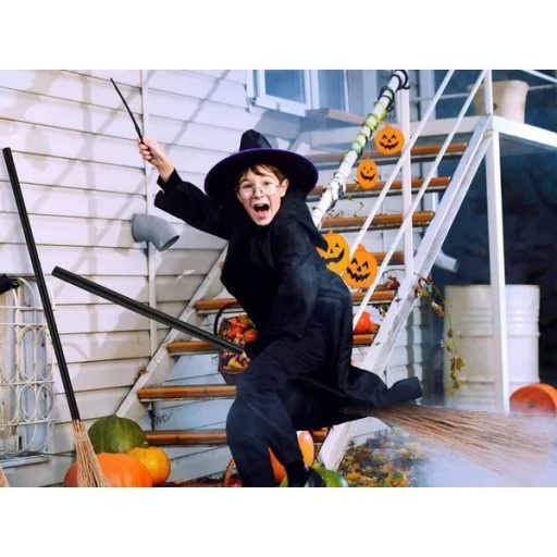 Fekete boszorkányseprű 90 cm – könnyű kiegészítő Halloween jelmezhez