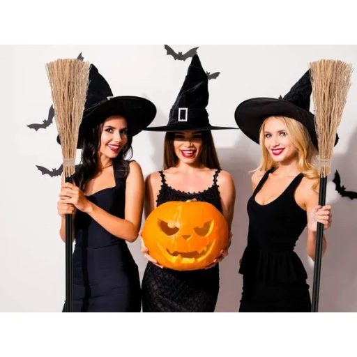 Fekete boszorkányseprű 90 cm – könnyű kiegészítő Halloween jelmezhez