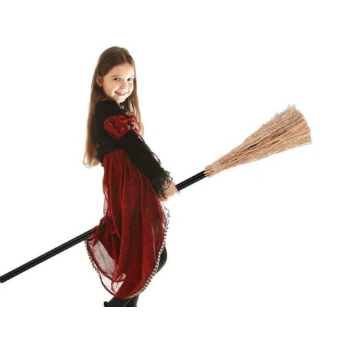 Fekete boszorkányseprű 90 cm – könnyű kiegészítő Halloween jelmezhez