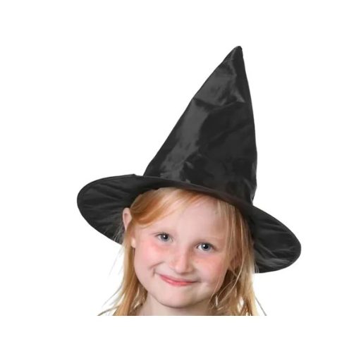 Fekete, kúp alakú boszorkánykalap Halloweenhez, univerzális méret