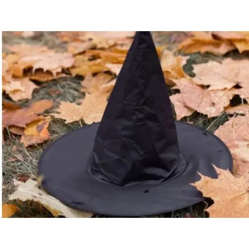 Fekete, kúp alakú boszorkánykalap Halloweenhez, univerzális méret