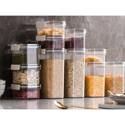 Átlátszó, légmentes műanyag ételtároló doboz készlet, 5 darab