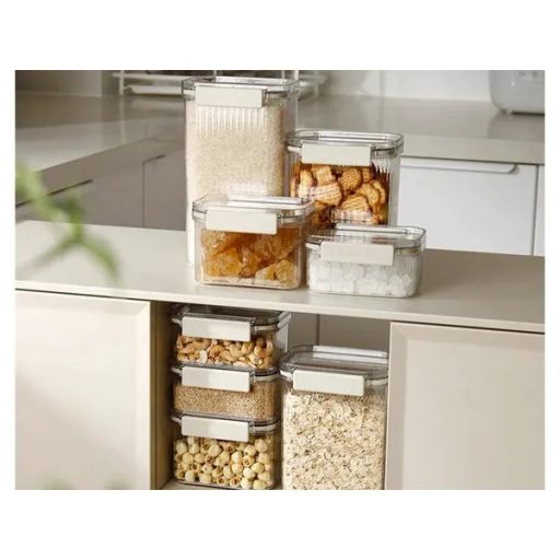 Átlátszó, légmentes műanyag ételtároló doboz készlet, 5 darab