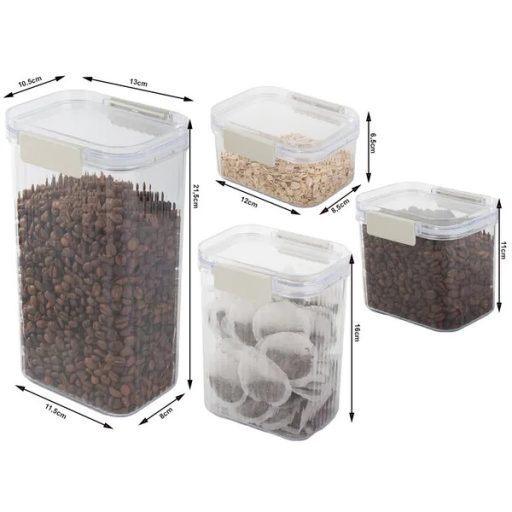 Átlátszó, légmentes műanyag ételtároló doboz készlet, 5 darab