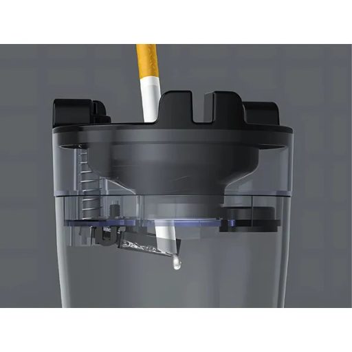 Fekete, pohártartóba illő hamutartó vízalapú csikkoltóval, 13×6 cm