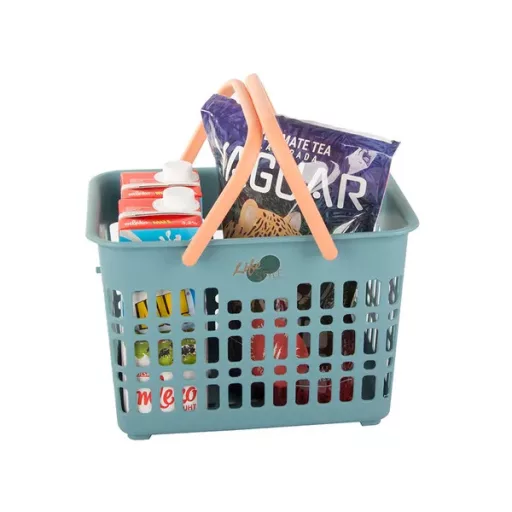 Műanyag bevásárló kosár behajtható fogantyúval 29×19×20,5 cm