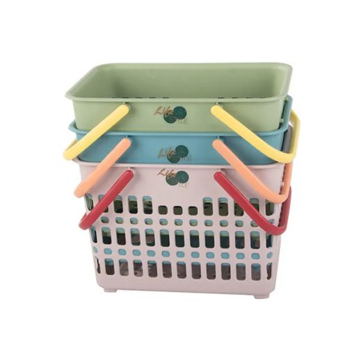 Műanyag bevásárló kosár behajtható fogantyúval 29×19×20,5 cm