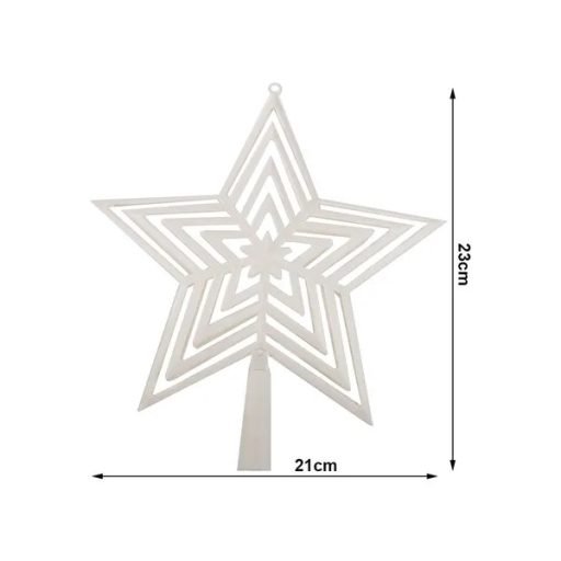 Törhetetlen fehér karácsonyfa csúcsdísz, műanyag, 23×21 cm