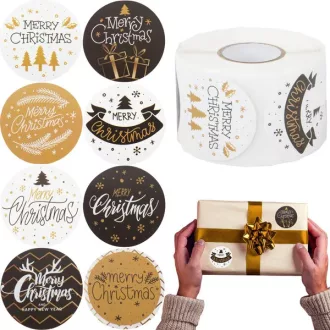 Karácsonyi matrica tekercs 500 db ünnepi dekoráció