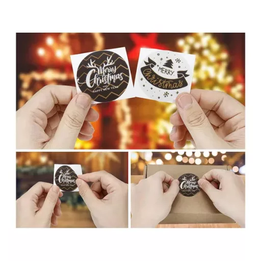 Karácsonyi matrica tekercs 500 db ünnepi dekoráció