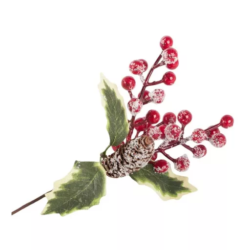 Karácsonyi berkenyés asztali dekoráció tobozokkal, 22 cm