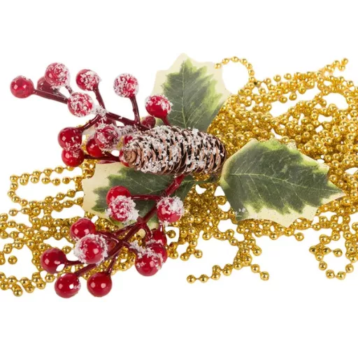 Karácsonyi berkenyés asztali dekoráció tobozokkal, 22 cm