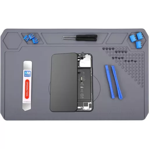 Szilikon antisztatikus szerviz szőnyeg, rekeszes, 35×25 cm, szürke