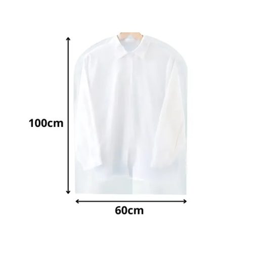 Öltöny- és kabátvédő huzat, 60x100 cm, PEVA, portaszító, akasztónyílással